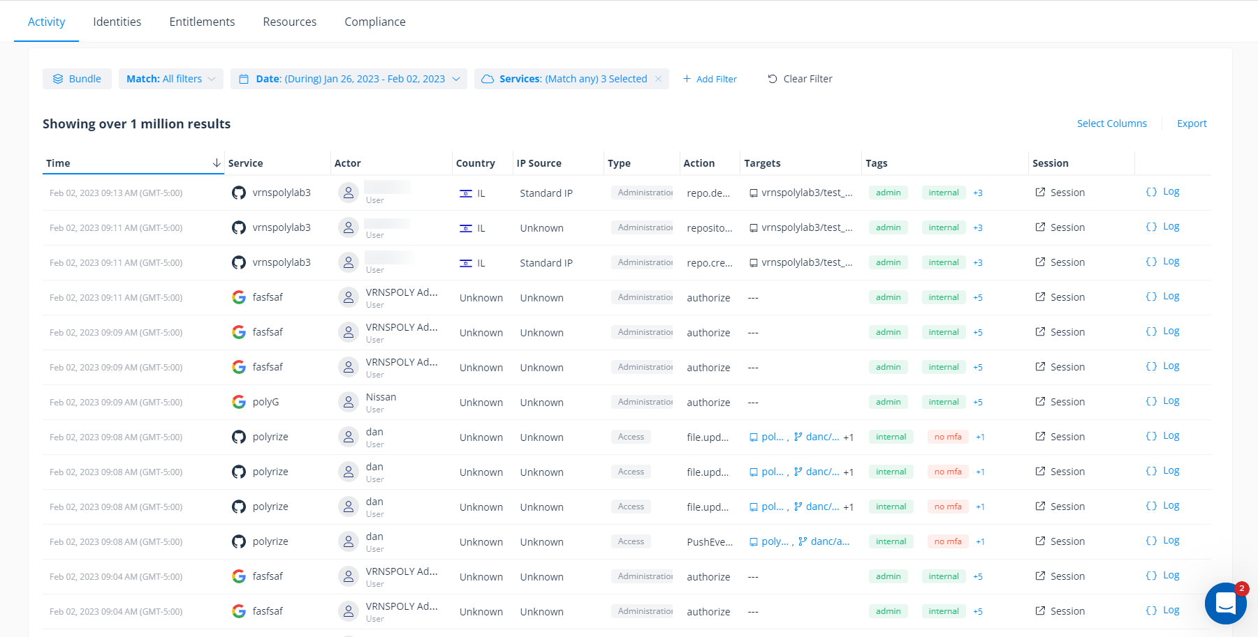 GitHub audit trail