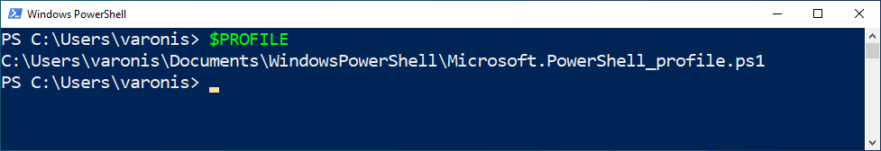 Screenshot eines PowerShell-Profils