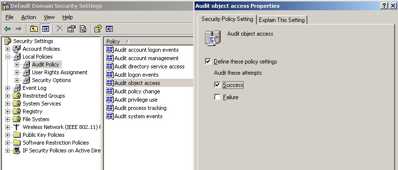 default domain security settings