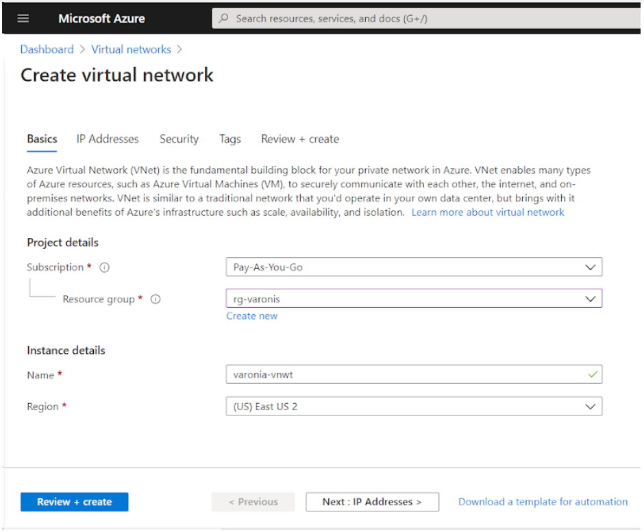 create virtual network