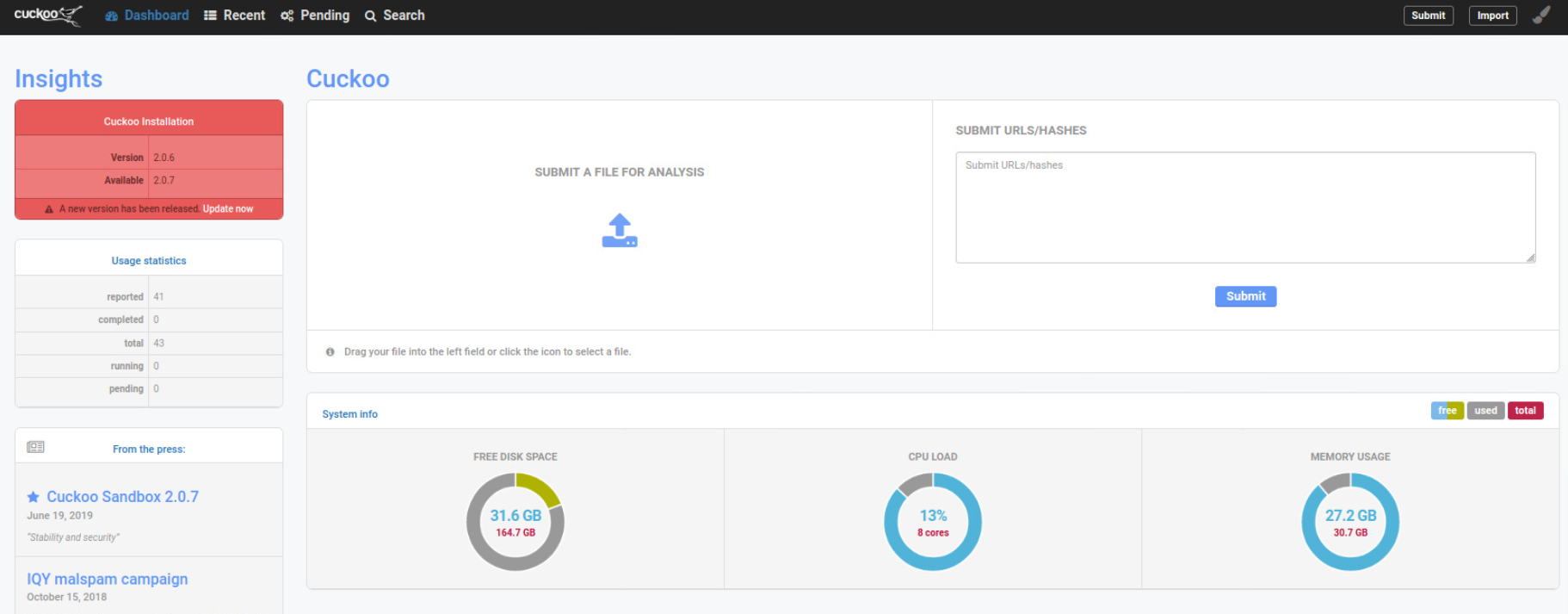 a screenshot of how to use Cuckoo Sandbox as a malware analysis tool