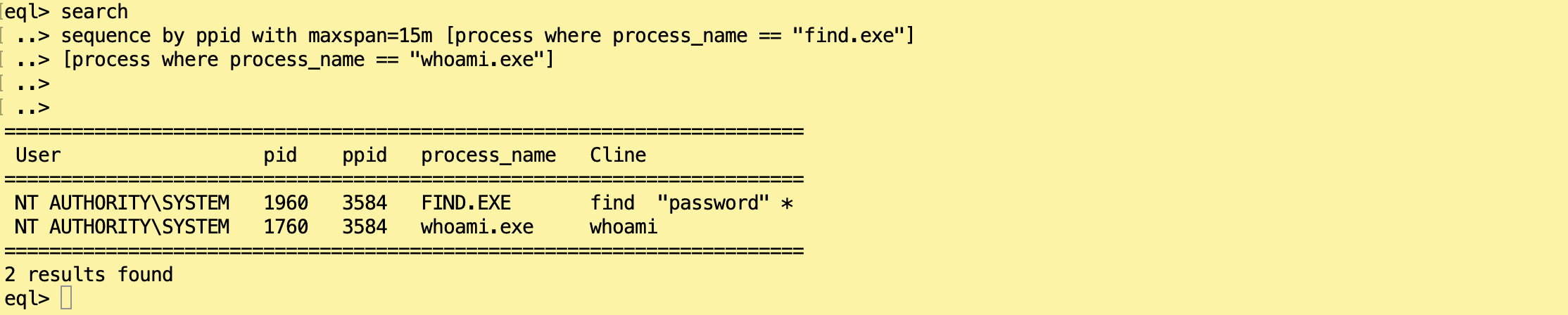 EQL’s maxspan option matches the search criteria