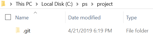 a screenshot of a folder created by the Git init command