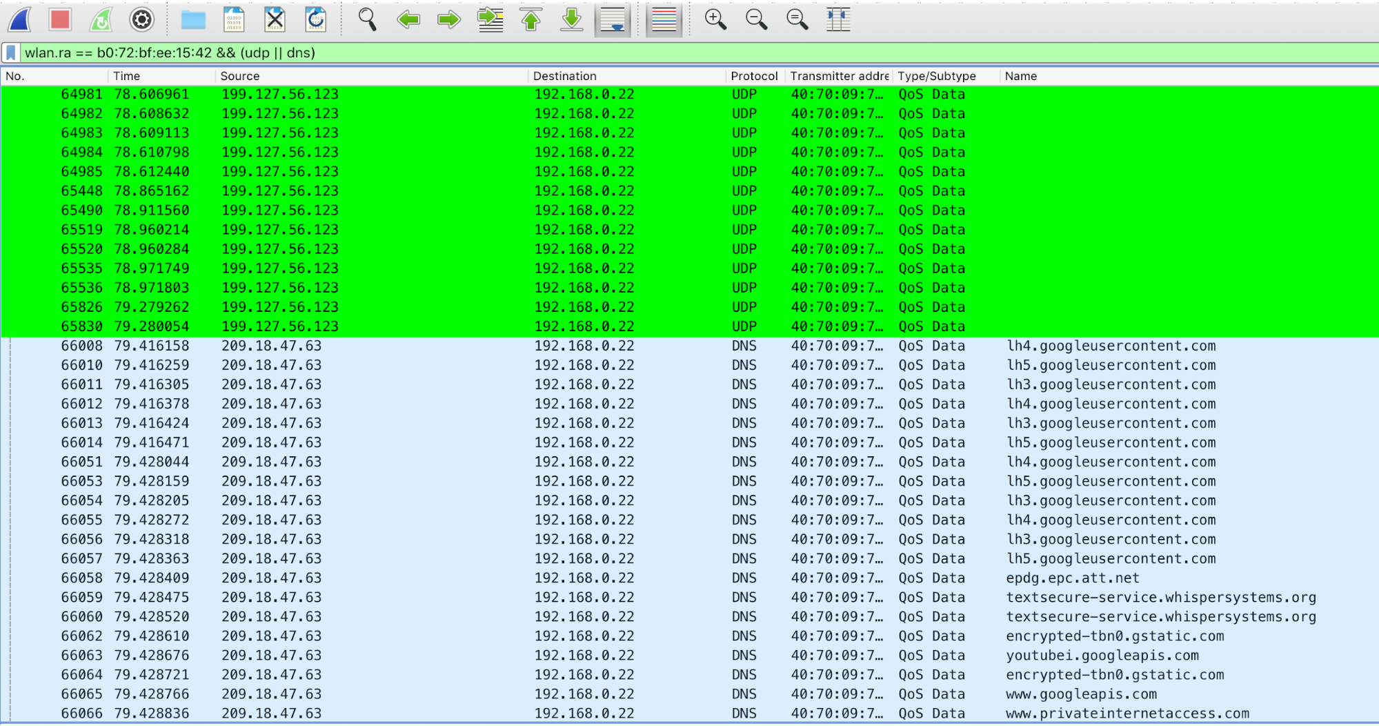 In the example above, I turned off PIA while monitoring