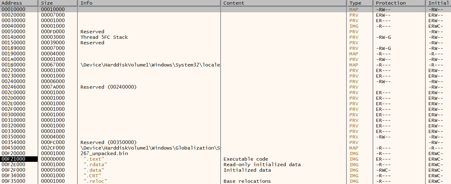 a screenshot of a memory map in x64dbg