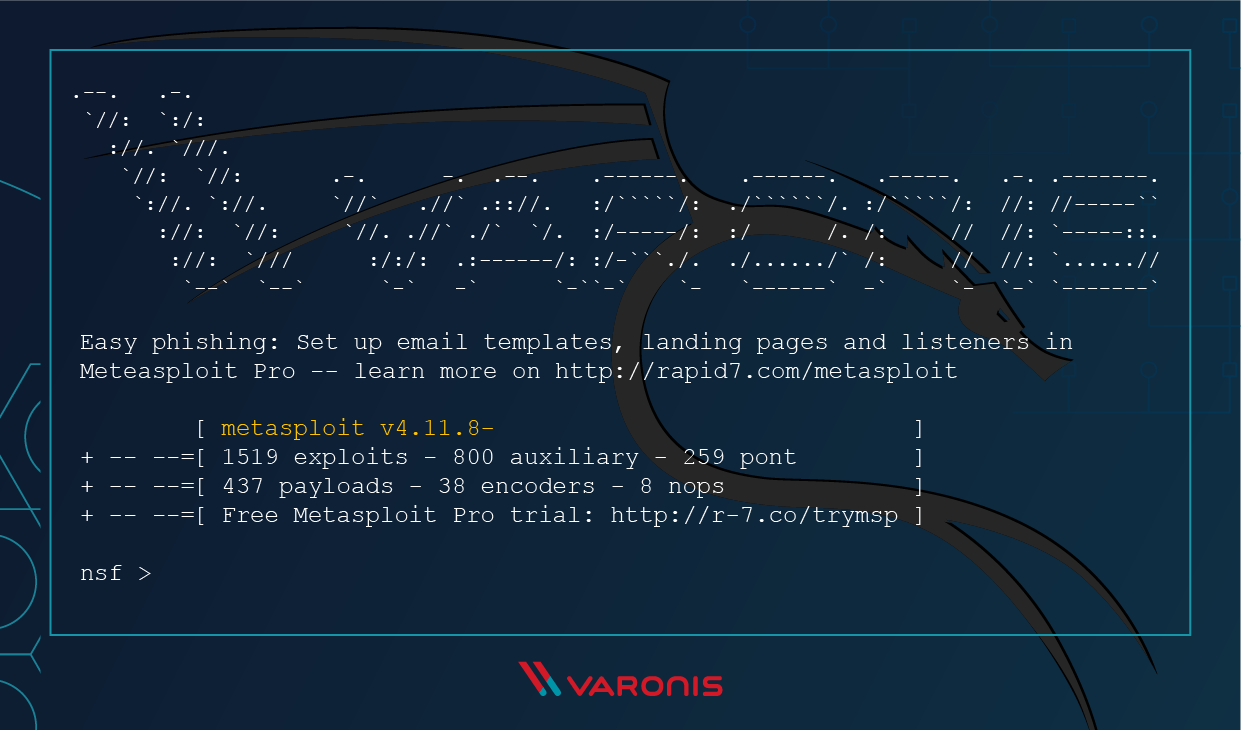 metasploit console with testing tools installed