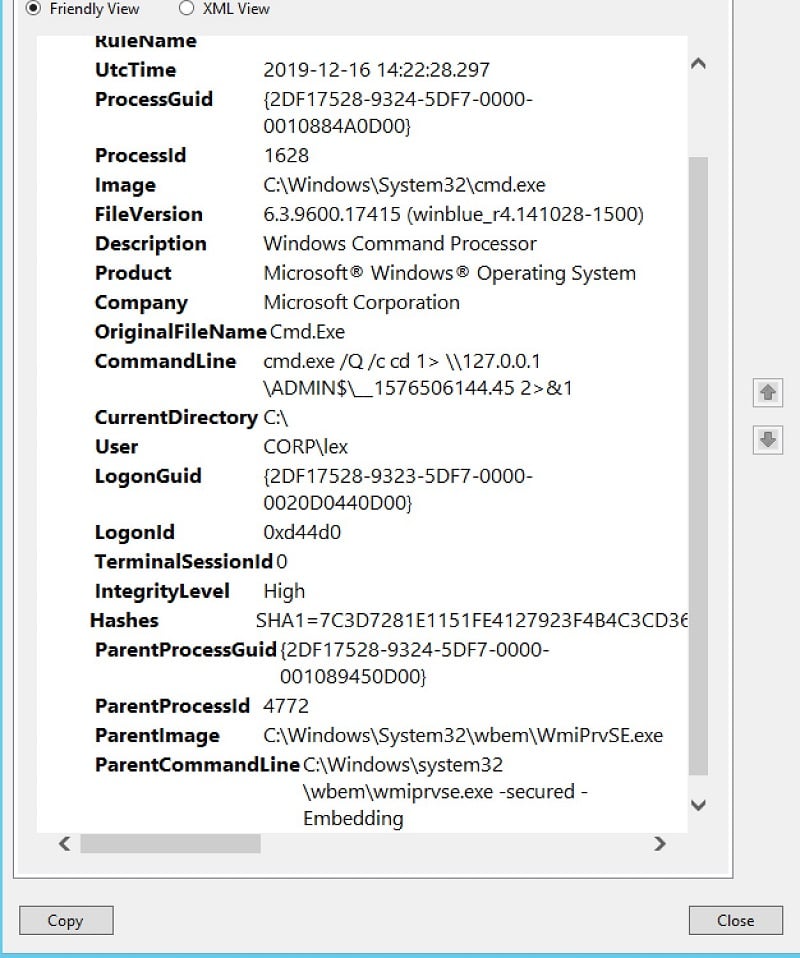 Sysmon capabilities: beautifully formatted event data