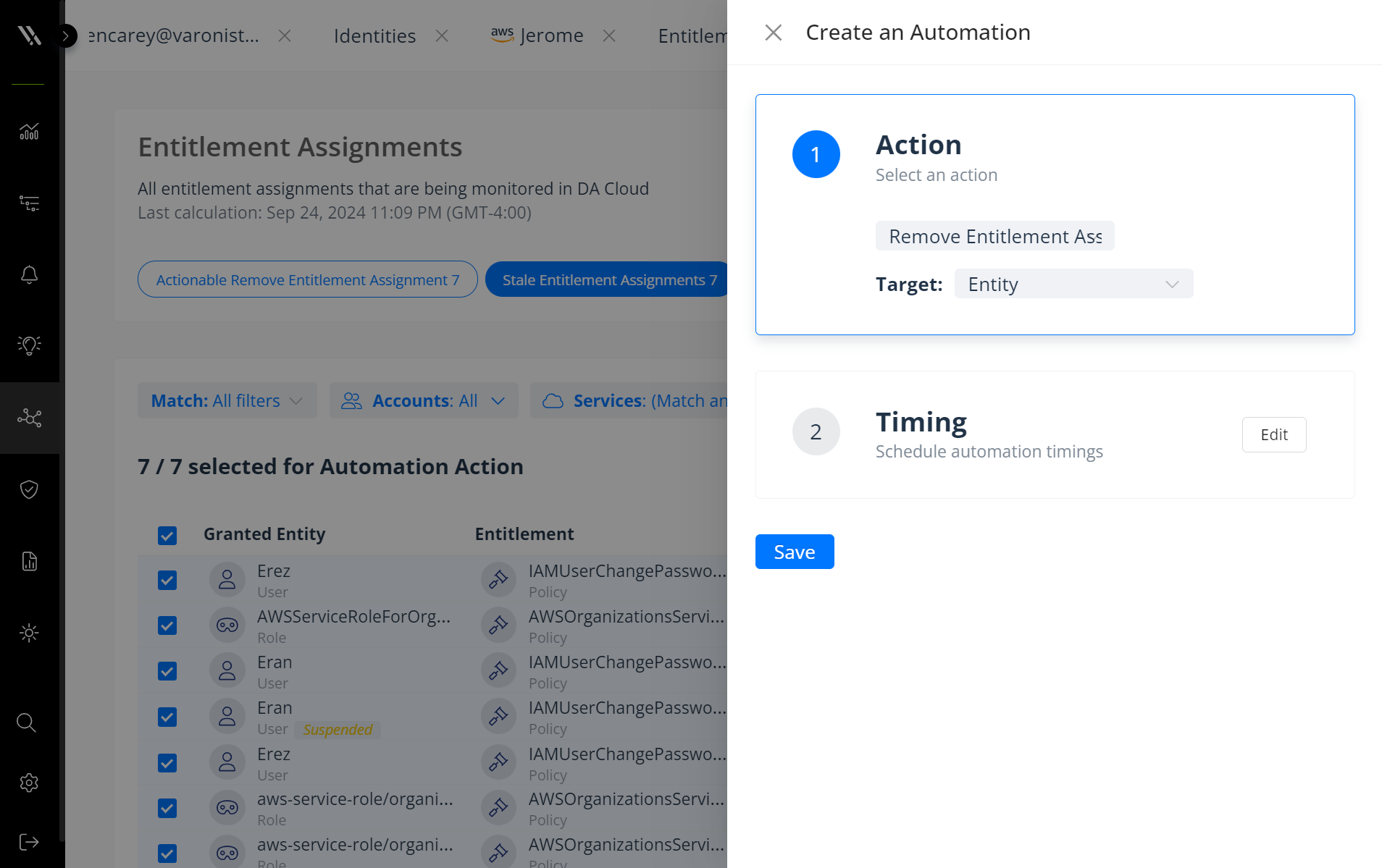 AWS remove stale policy assignment