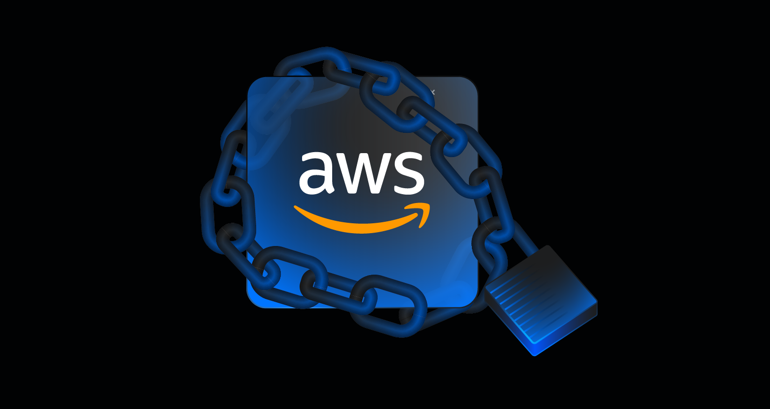 AWS logo around a lock and chain to showcase security best practices