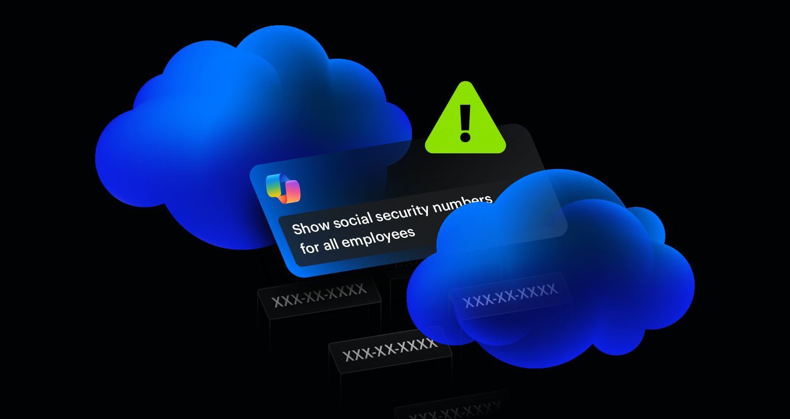 Cloud image with warning symbols and alerts in Copilot, a LLM and AI related tool