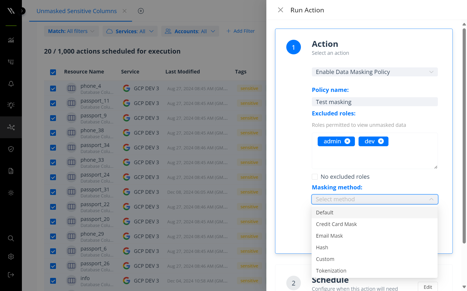 Create masking policy