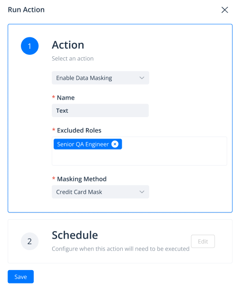 Database masking policies