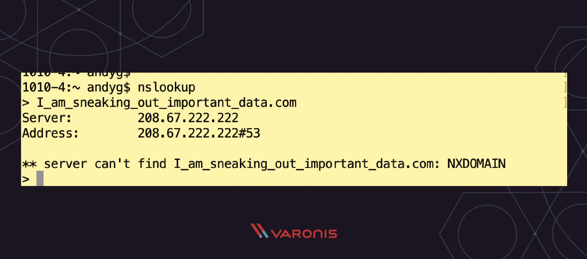 DNS tunneling screenshot of how nslookups work