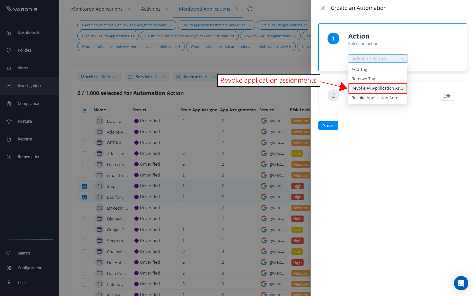 Revoke application assignments 1