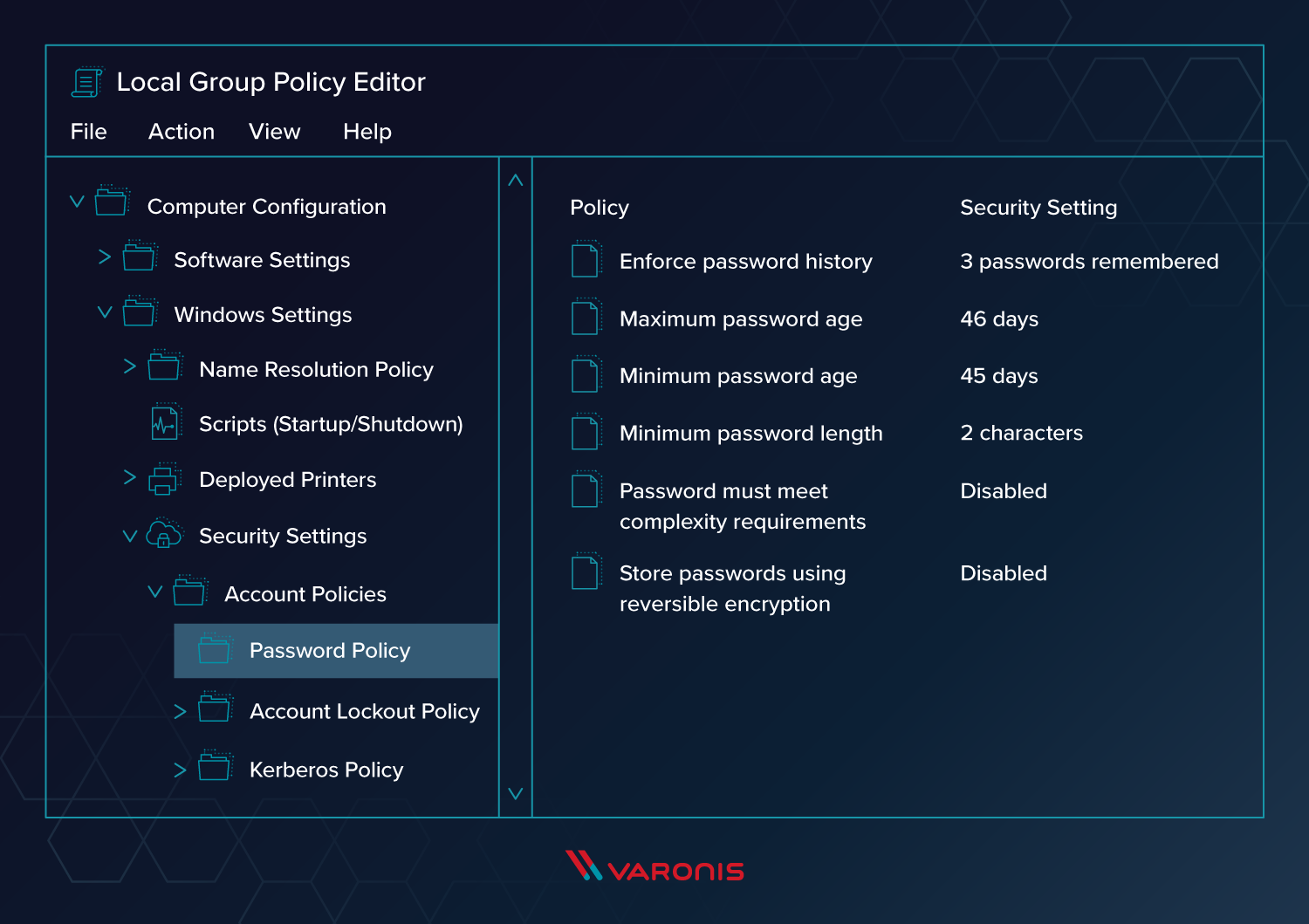 security policy settings